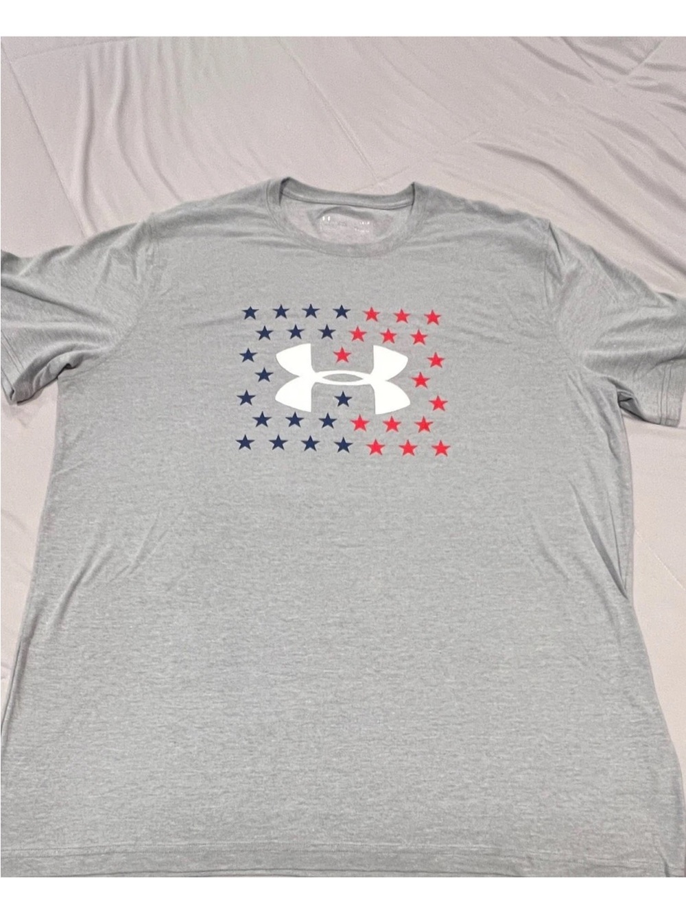 LG Gray Short-Sleeve Tee with White Logo and Red & Blue Stars